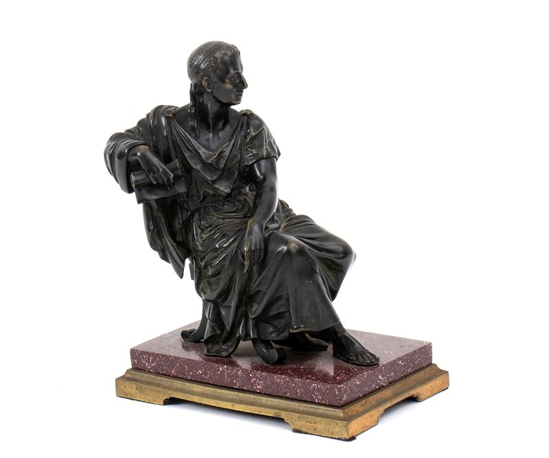 Scultura Gran Tour in Bronzo Raffigurante Imperatore Romano
