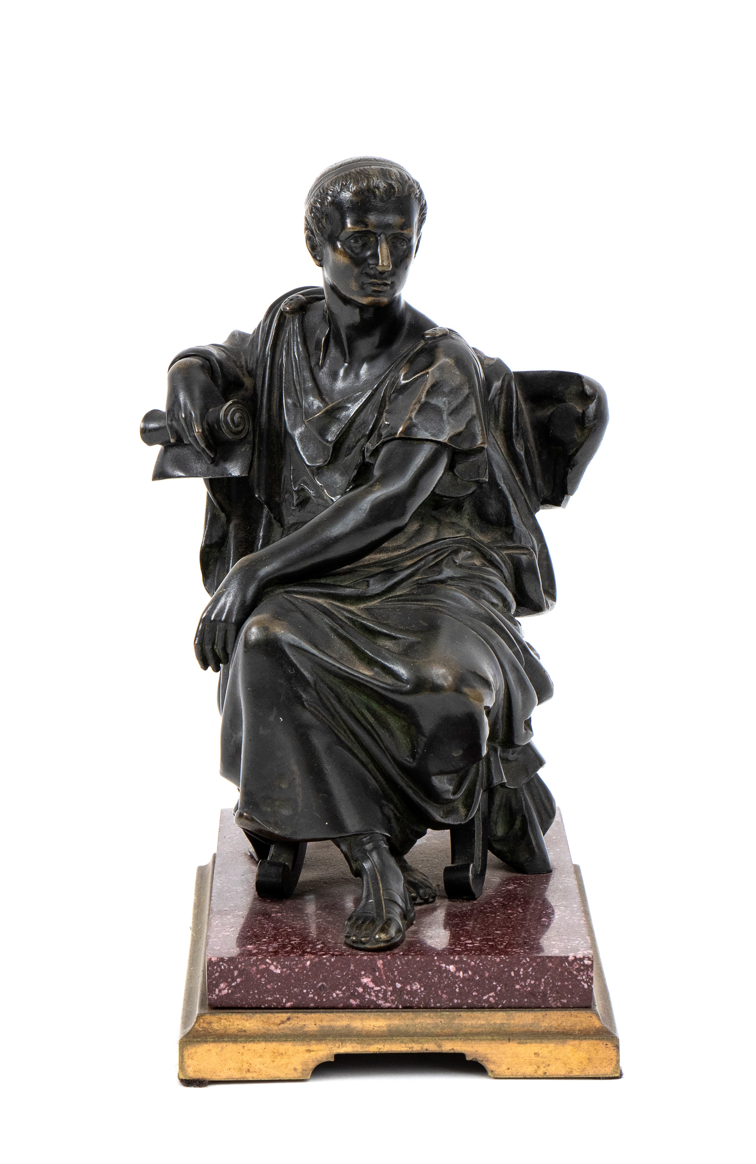 Scultura Gran Tour in Bronzo Raffigurante Imperatore Romano