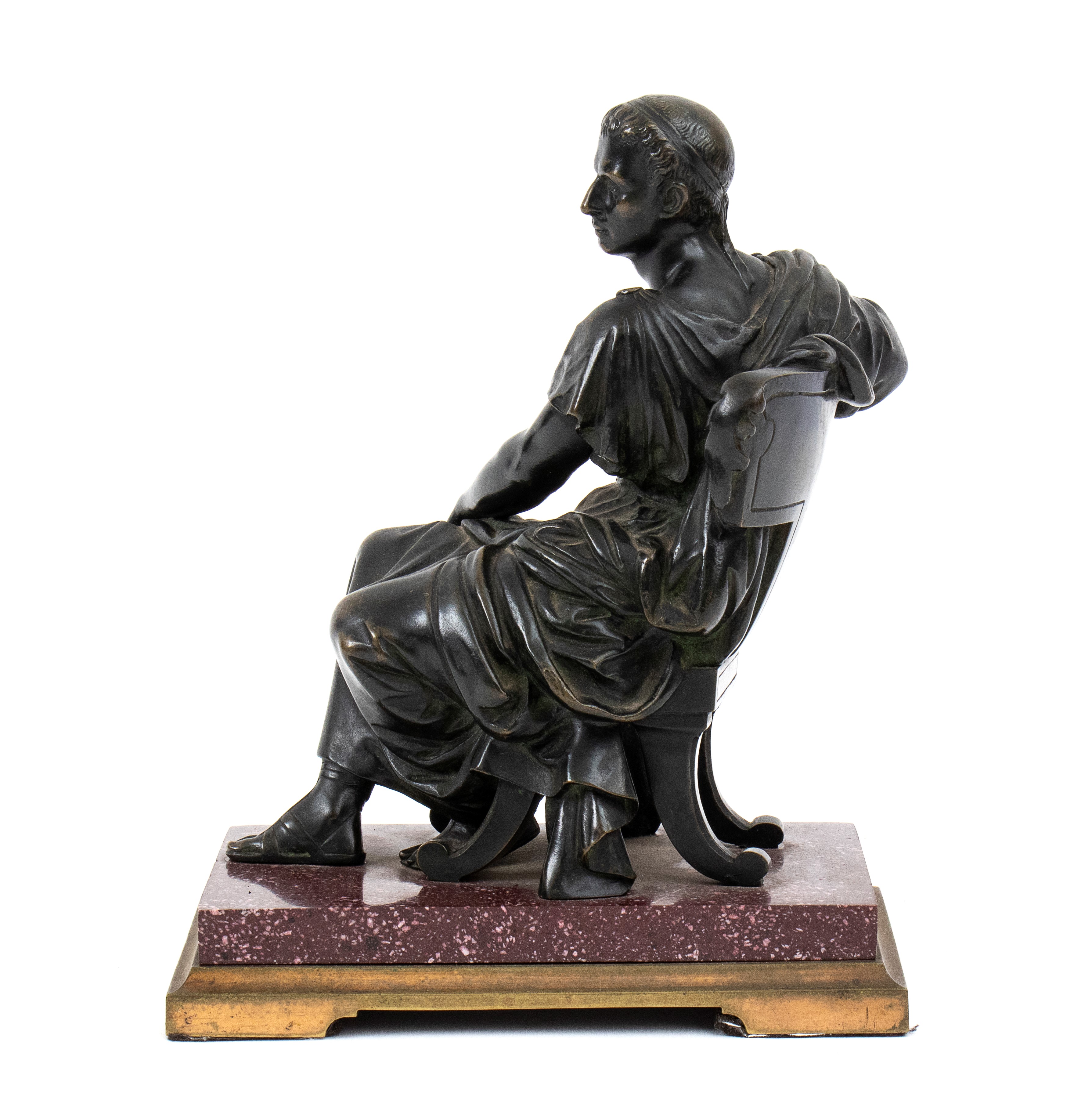 Scultura gran tour in bronzo raffigurante imperatore romano