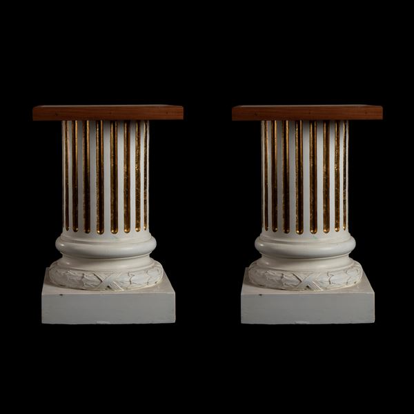 A pair of French lacquered column