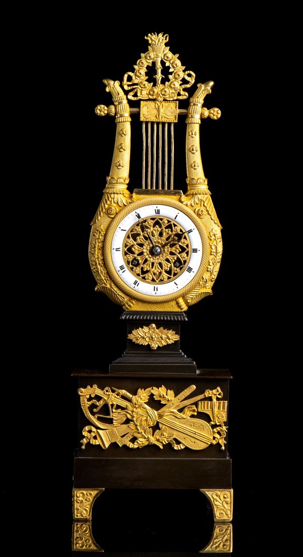 French Lyre mantle clock