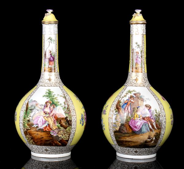 A pair of porcelain lidded vases  