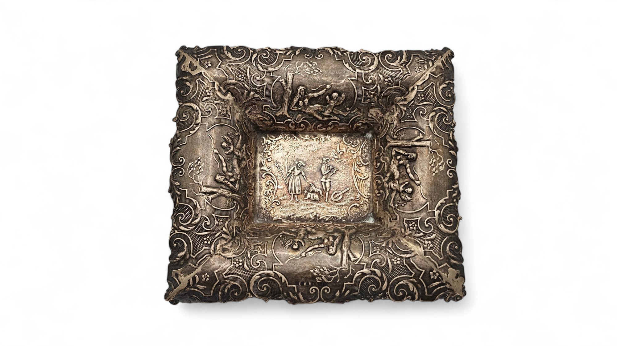 Coppia di posacenere vittoriani inglesi in argento