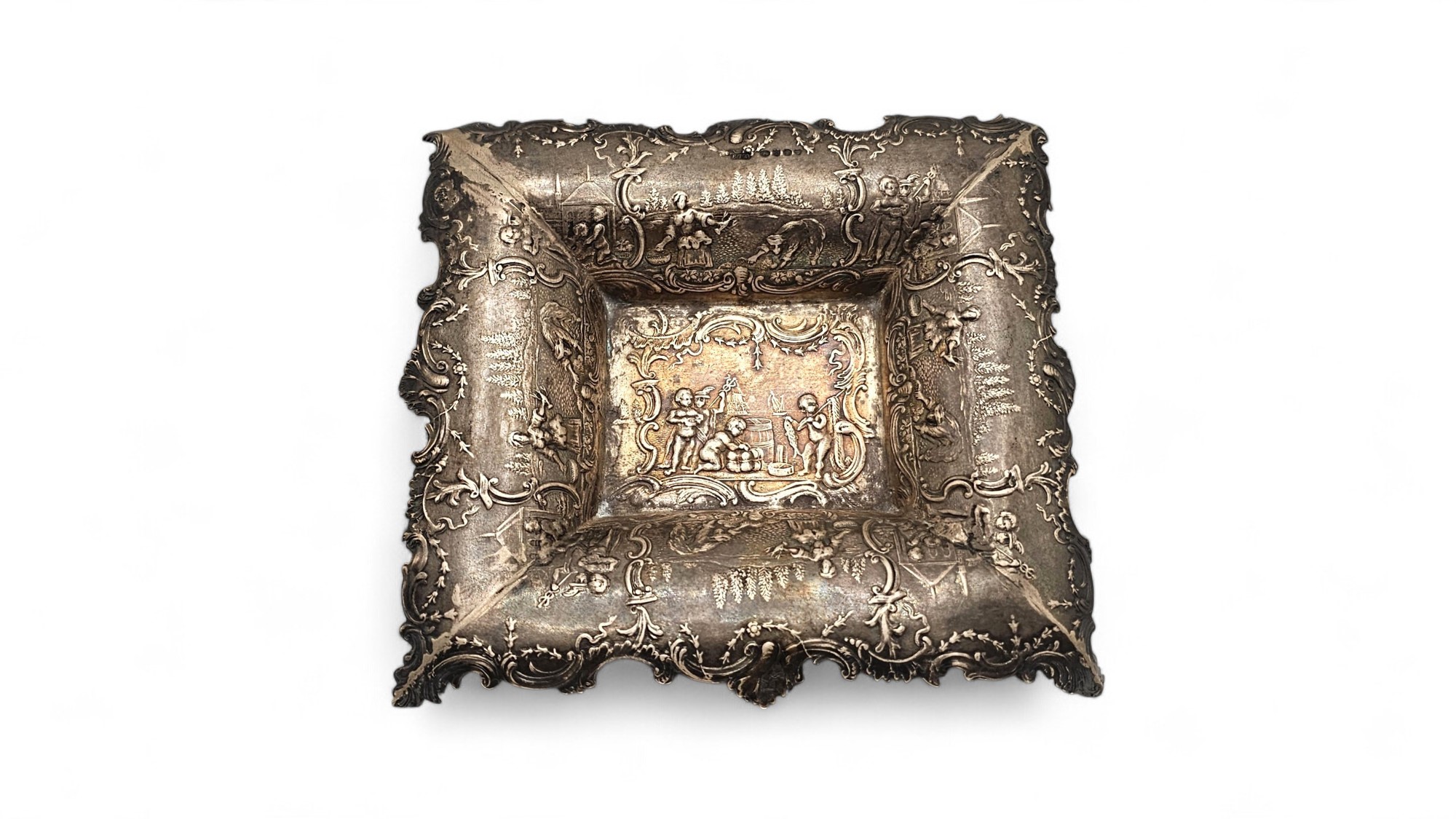 Coppia di posacenere vittoriani inglesi in argento