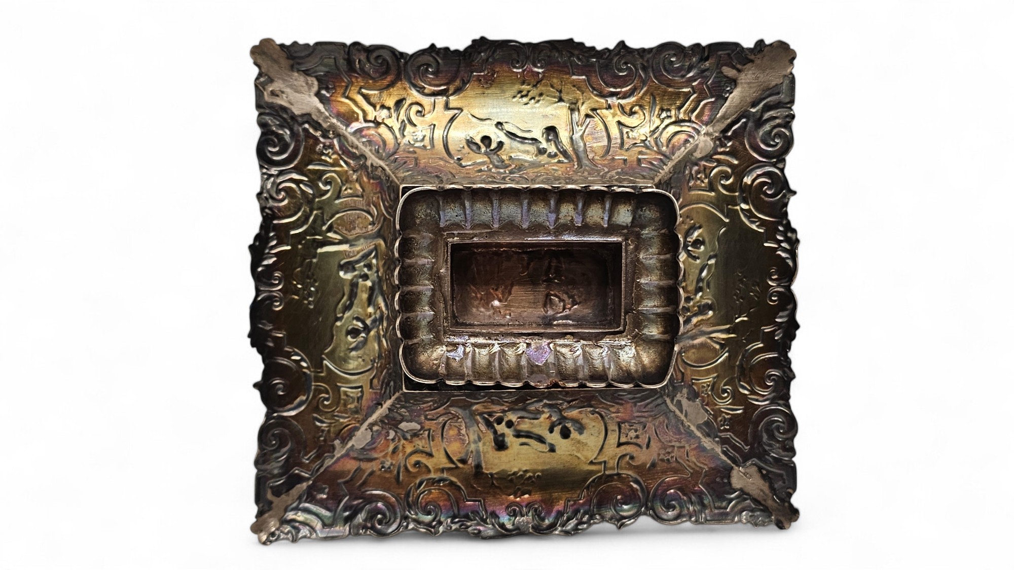 Coppia di posacenere vittoriani inglesi in argento