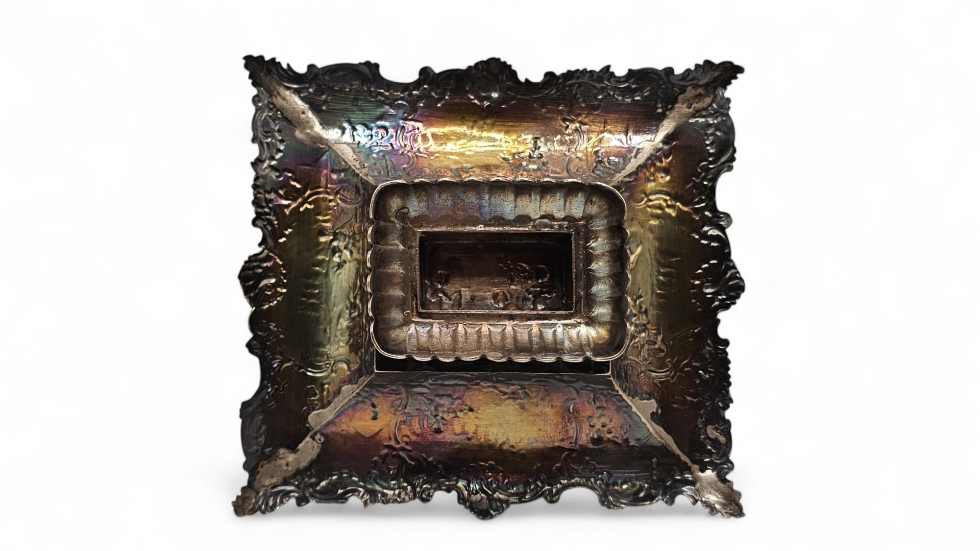 Coppia di posacenere vittoriani inglesi in argento