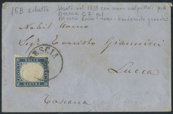 lombardo veneto - Gov. Provvisorio, 20 cent. Sardegna usato a Brescia.