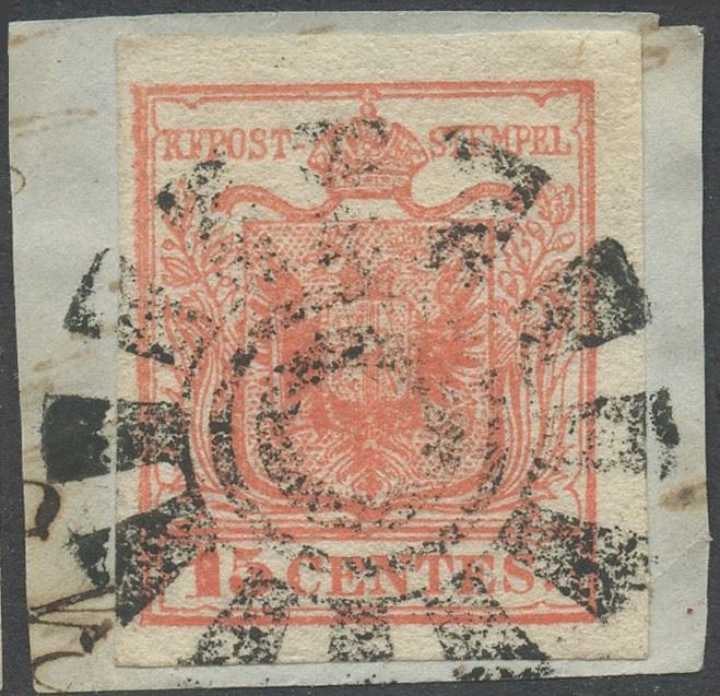 Lombardo Veneto - Annullo Muto di Verona su 15 Cent. i Tipo