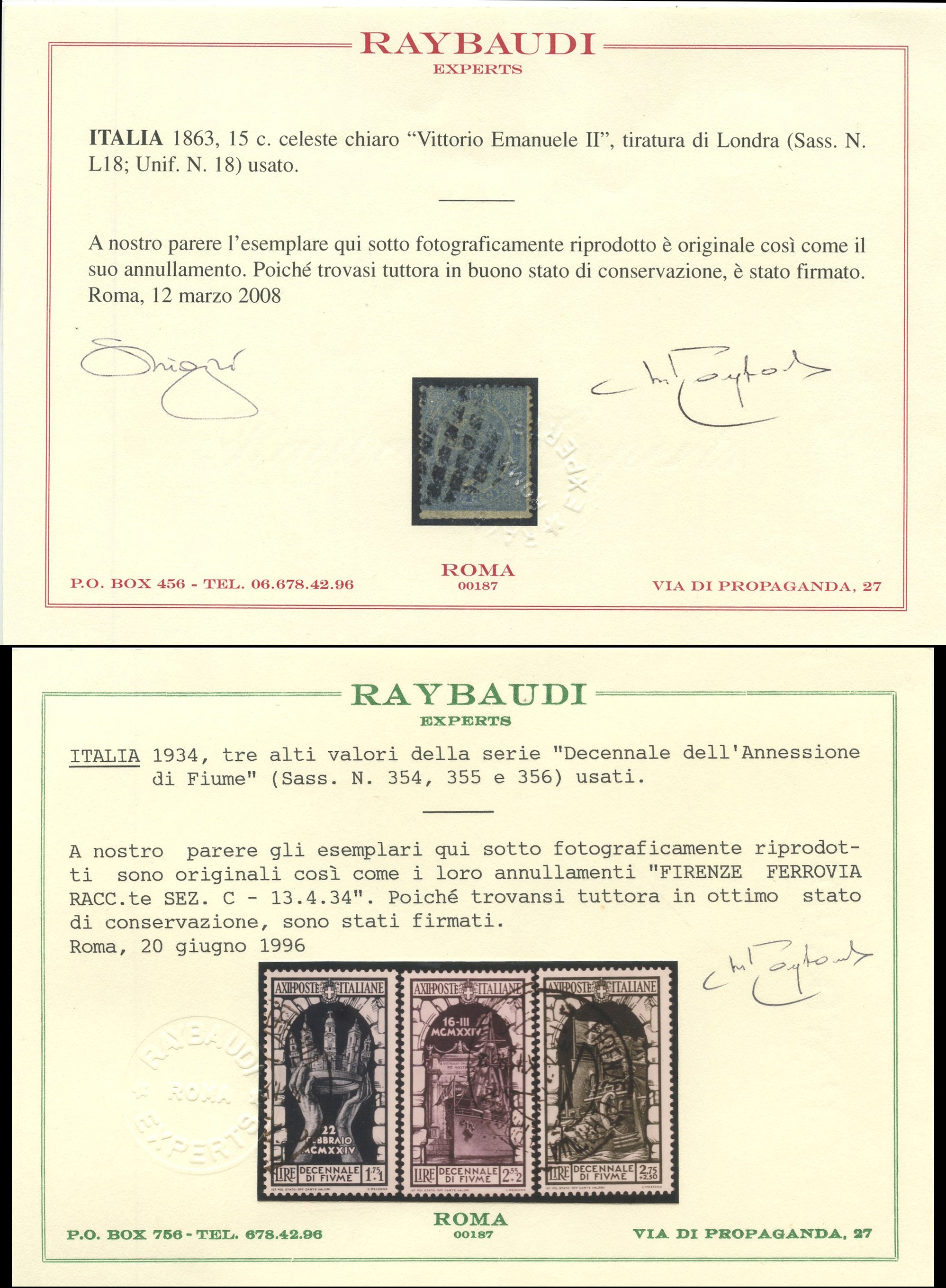 Regno - piccolo insieme con due certificati