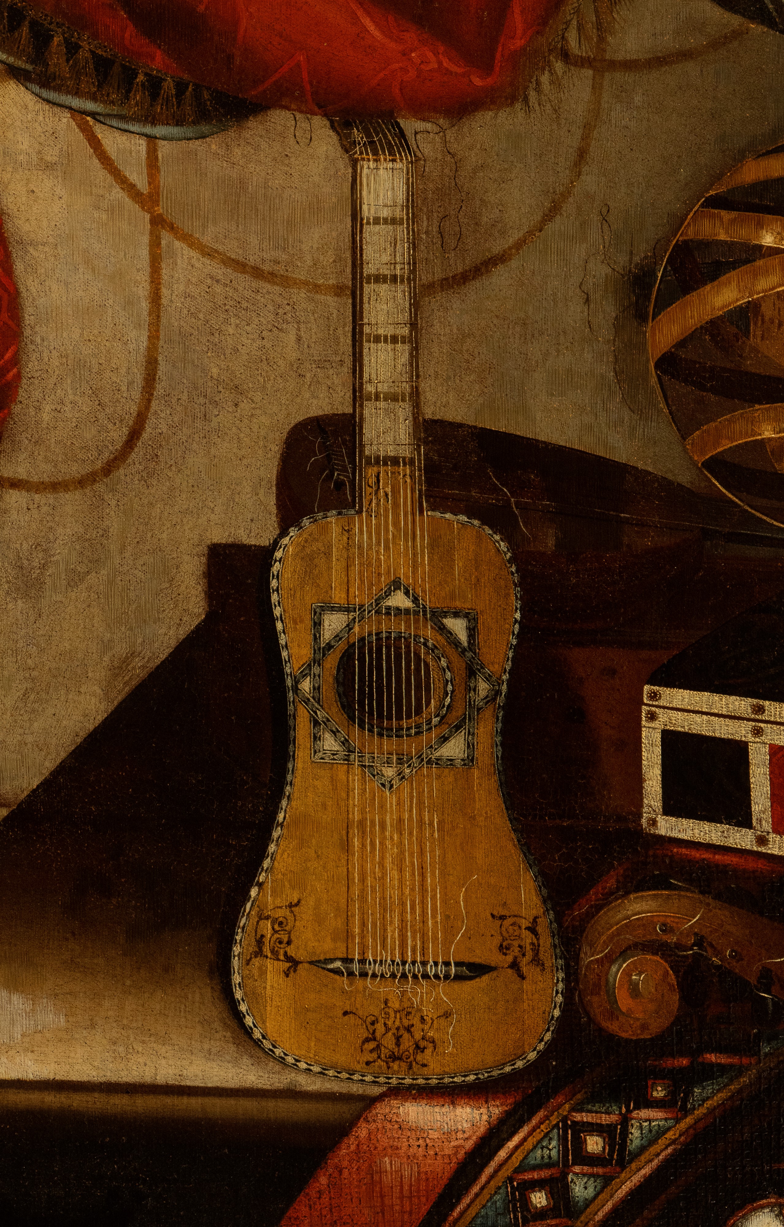 a) Natura morta con strumenti musicali, mappamondo e spartiti; b) Natura morta con strumenti musi...