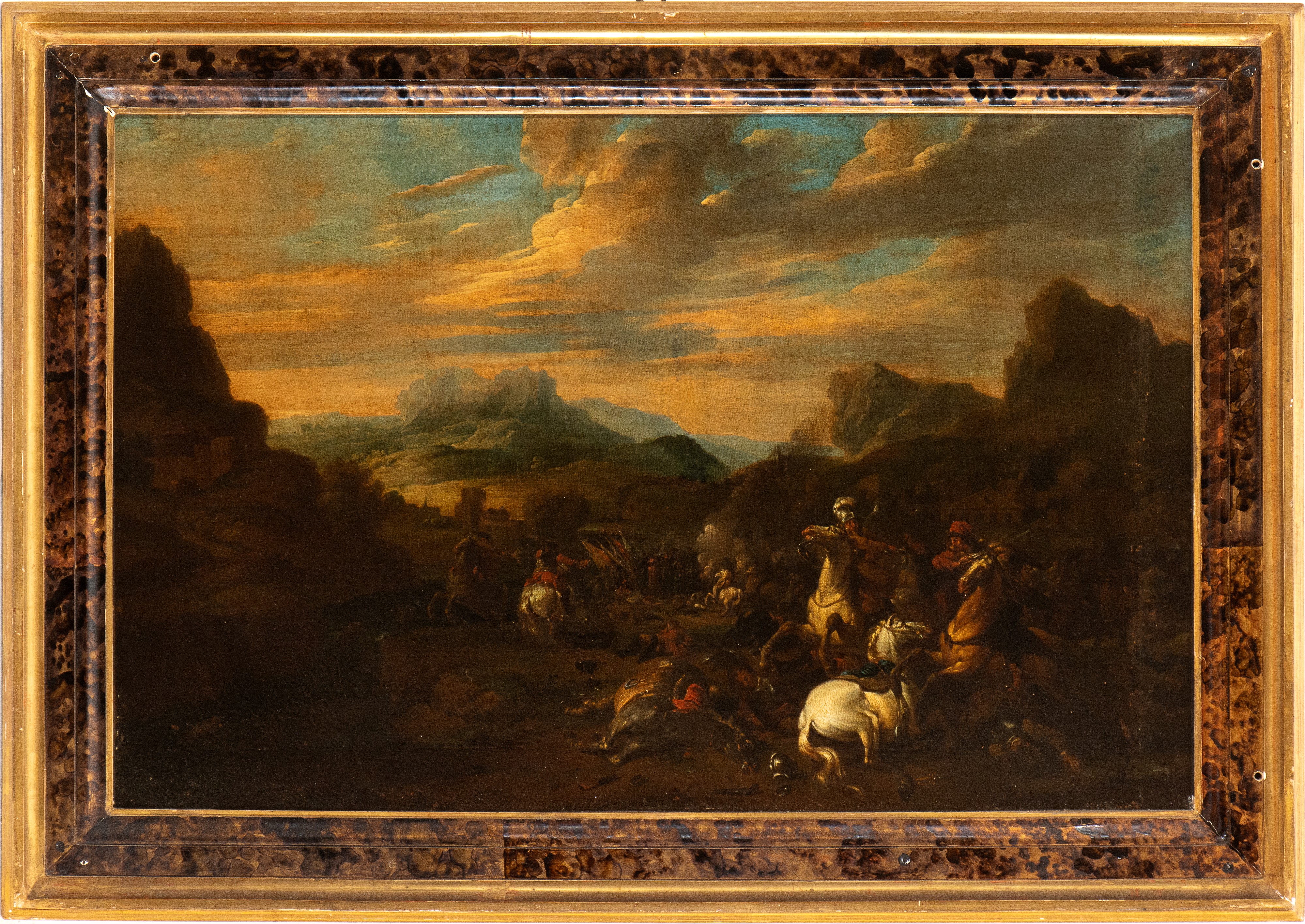 a) Battaglia di cavalieri in campo aperto; b) Battaglia di cavalieri con rocca sullo sfondo. Copp...