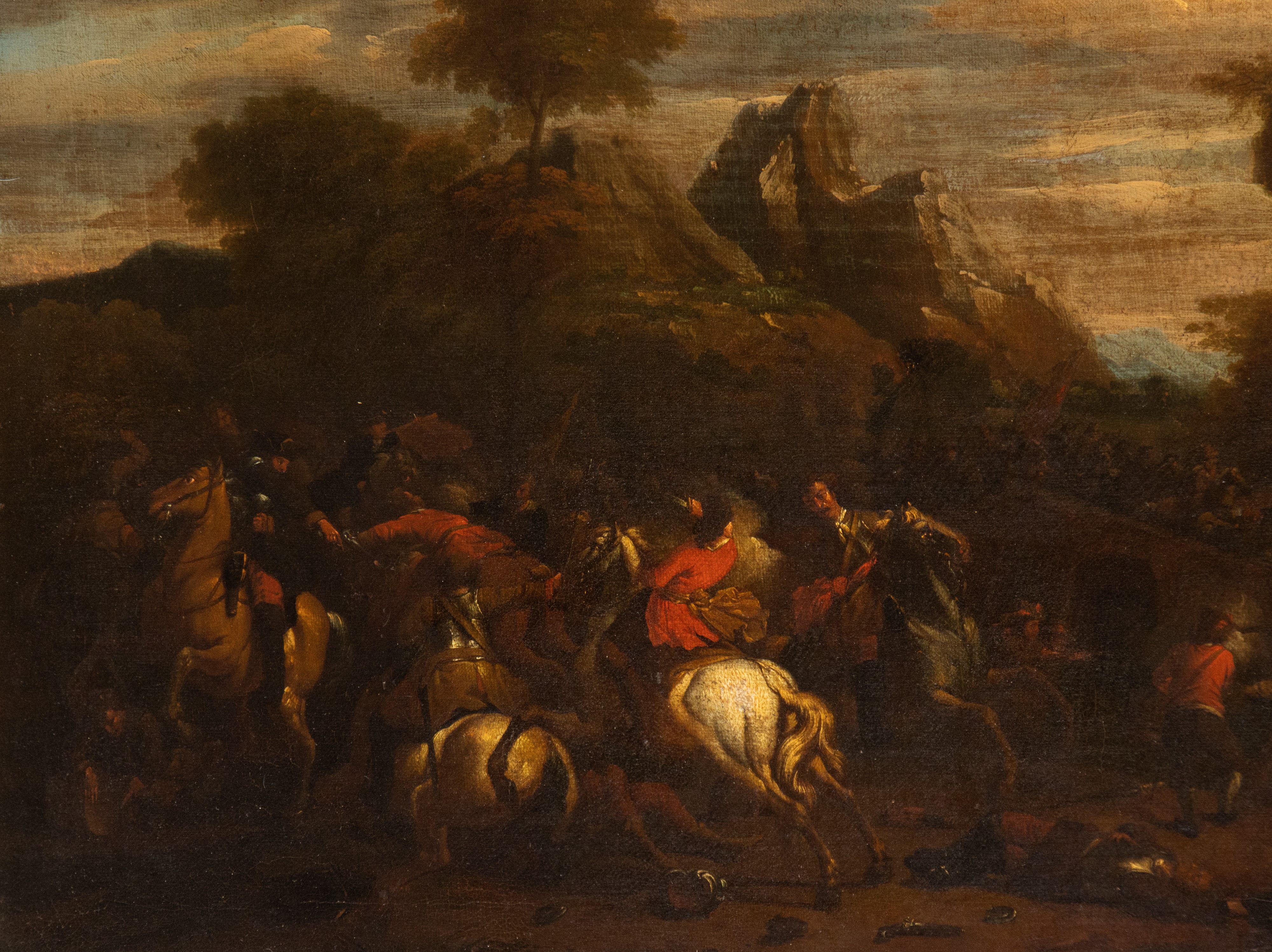 a) Battaglia di cavalieri in campo aperto; b) Battaglia di cavalieri con rocca sullo sfondo. Copp...