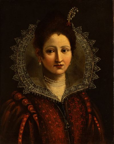 Ritratto di Nobildonna con Collana e Orecchini di Perle