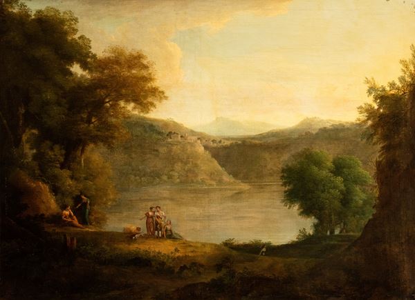 Claude Lorrain - Lake landscape with figures