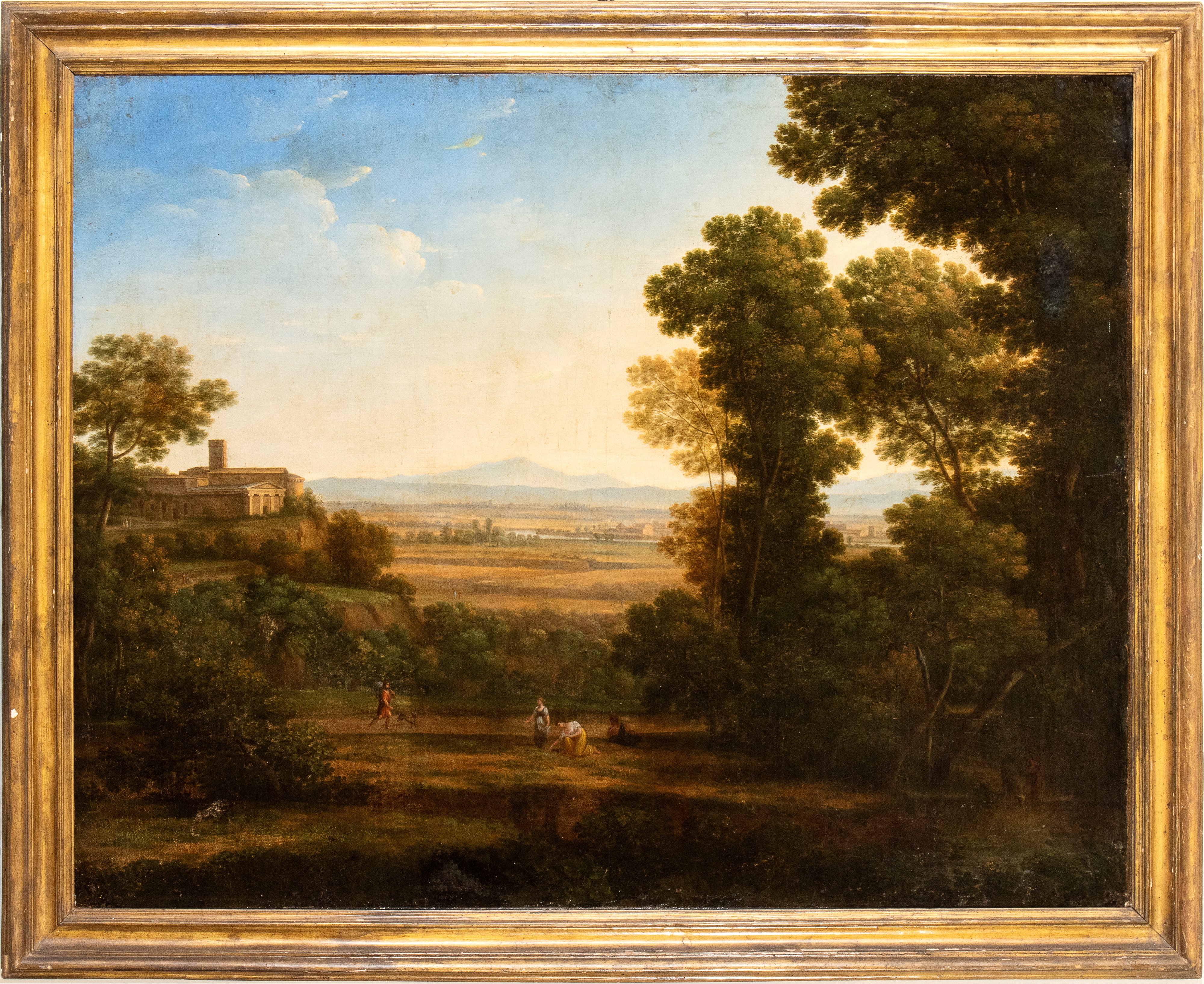 Claude Lorrain - Paesaggio di Fantasia con Figure e Borgo sullo Sfondo
