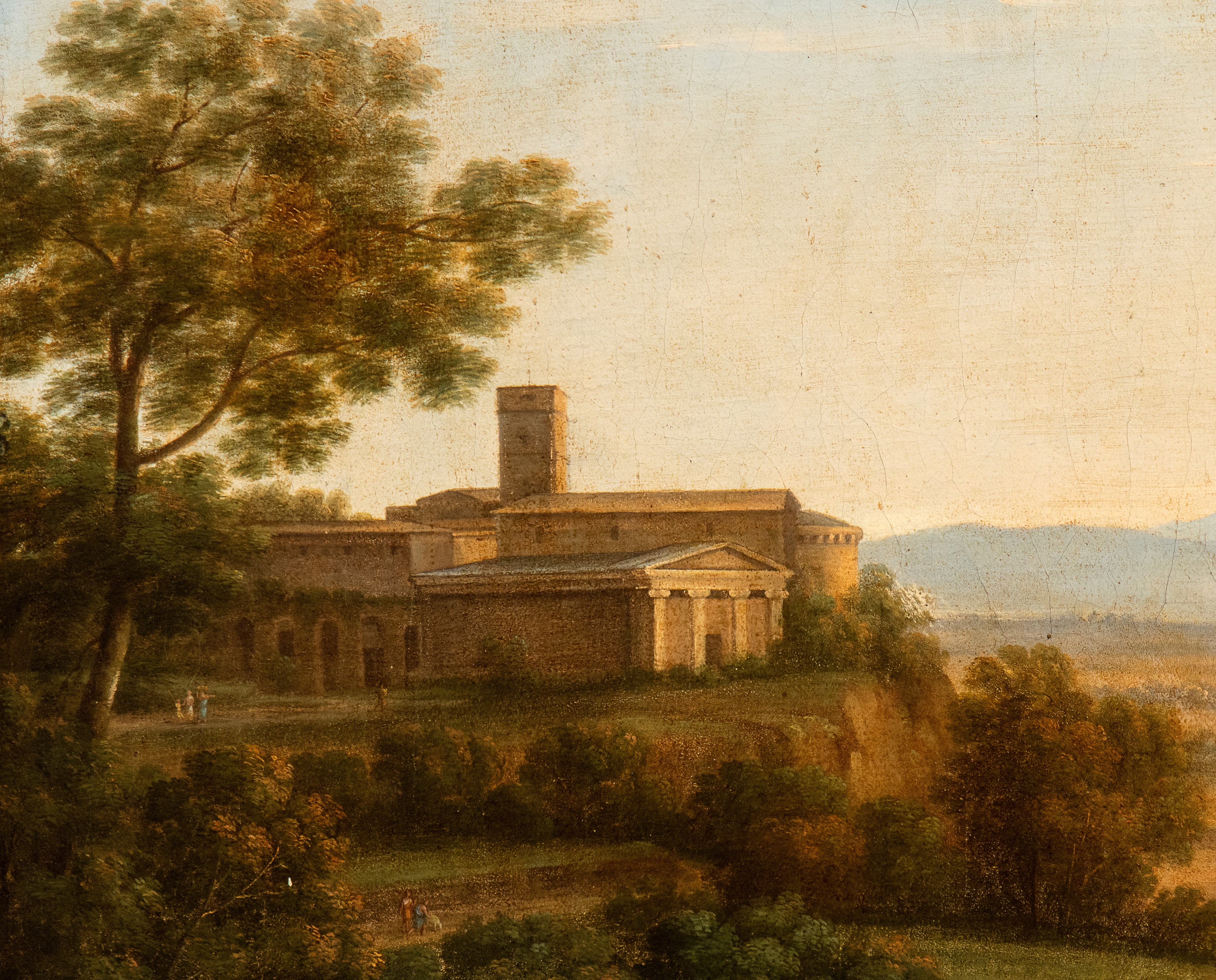 Claude Lorrain - Paesaggio di Fantasia con Figure e Borgo sullo Sfondo