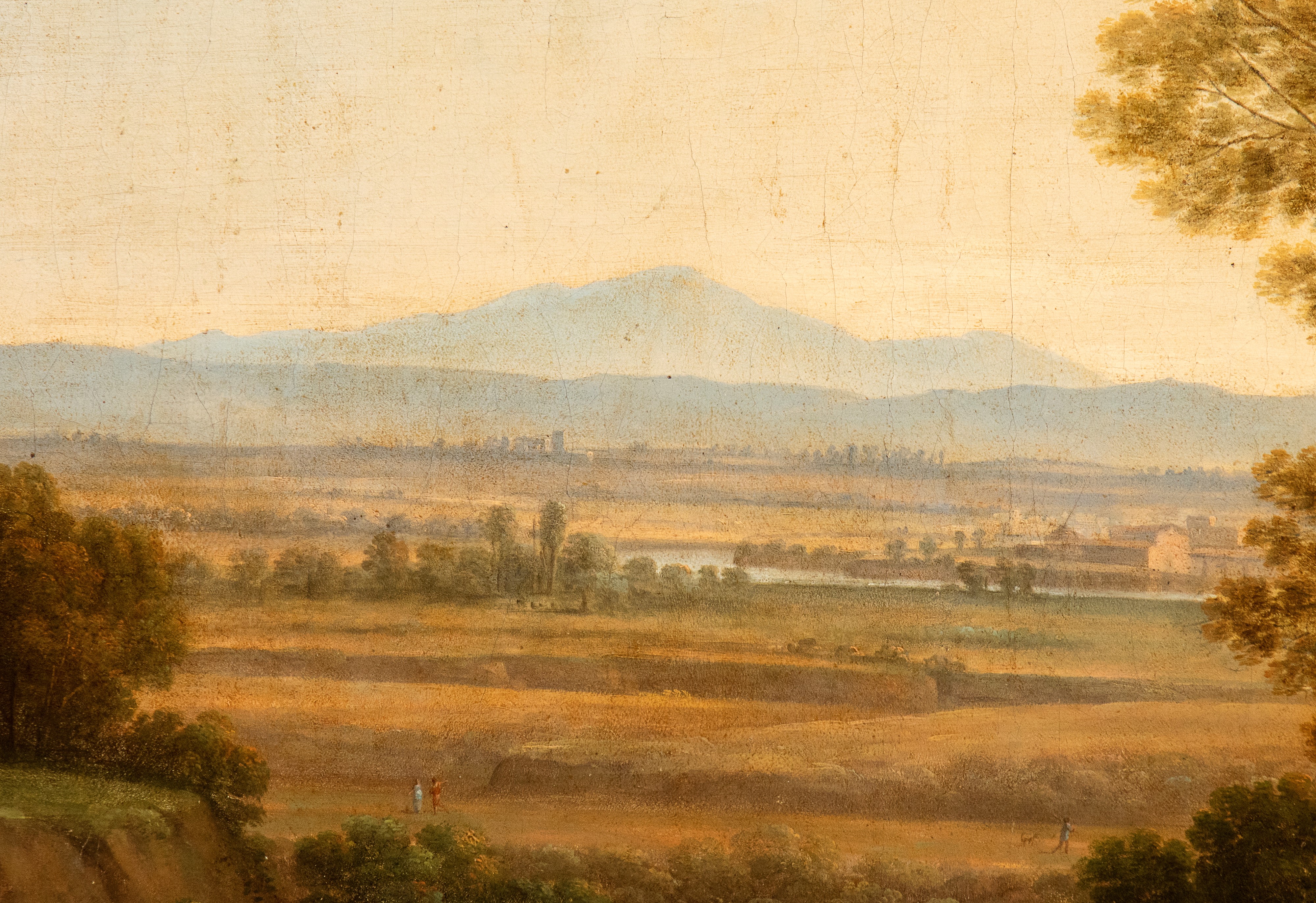 Claude Lorrain - Paesaggio di Fantasia con Figure e Borgo sullo Sfondo