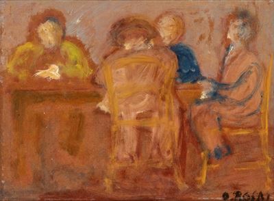 Giocatori di carte, olio su masonite