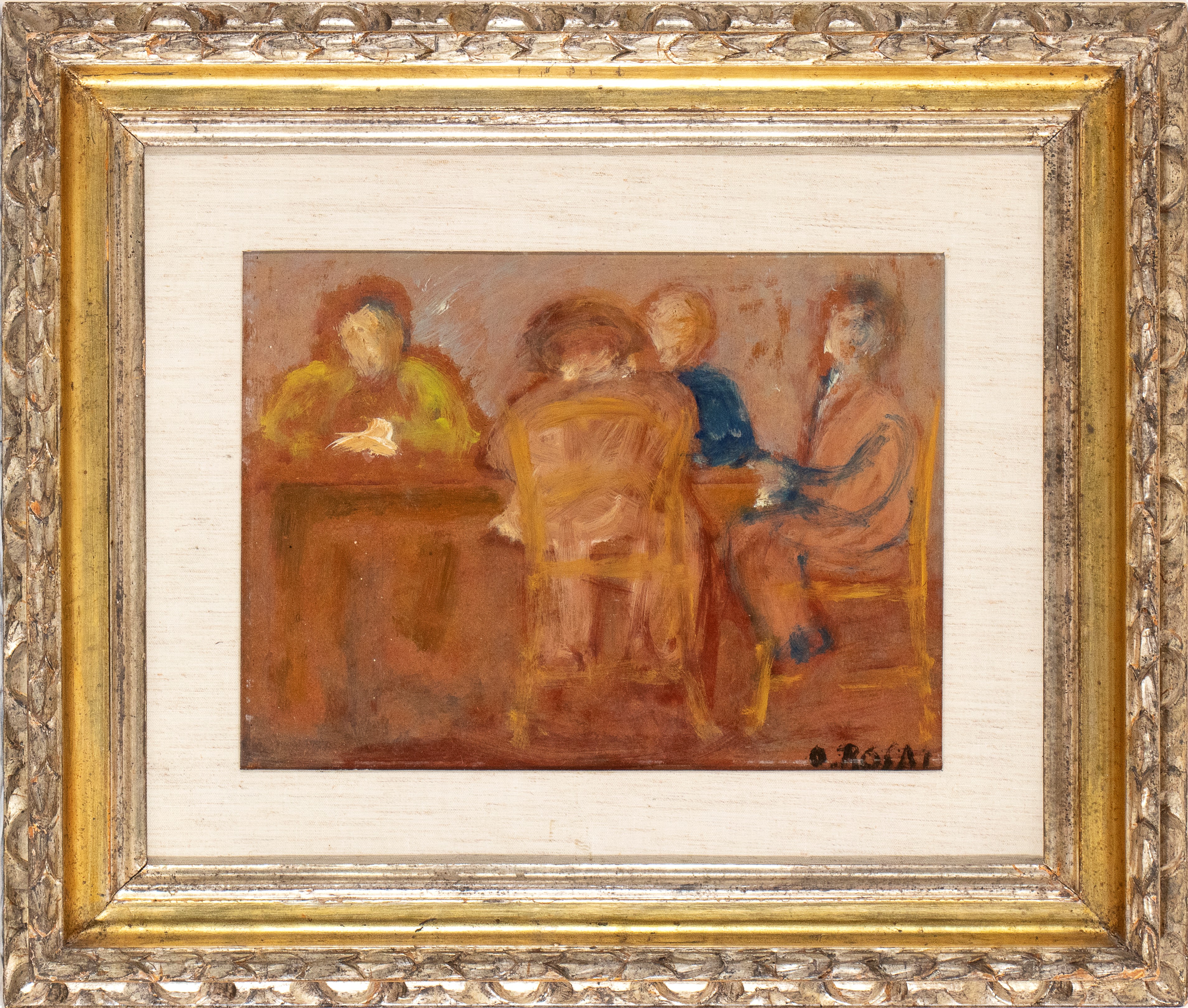 Ottone Rosai - Giocatori di carte, olio su masonite