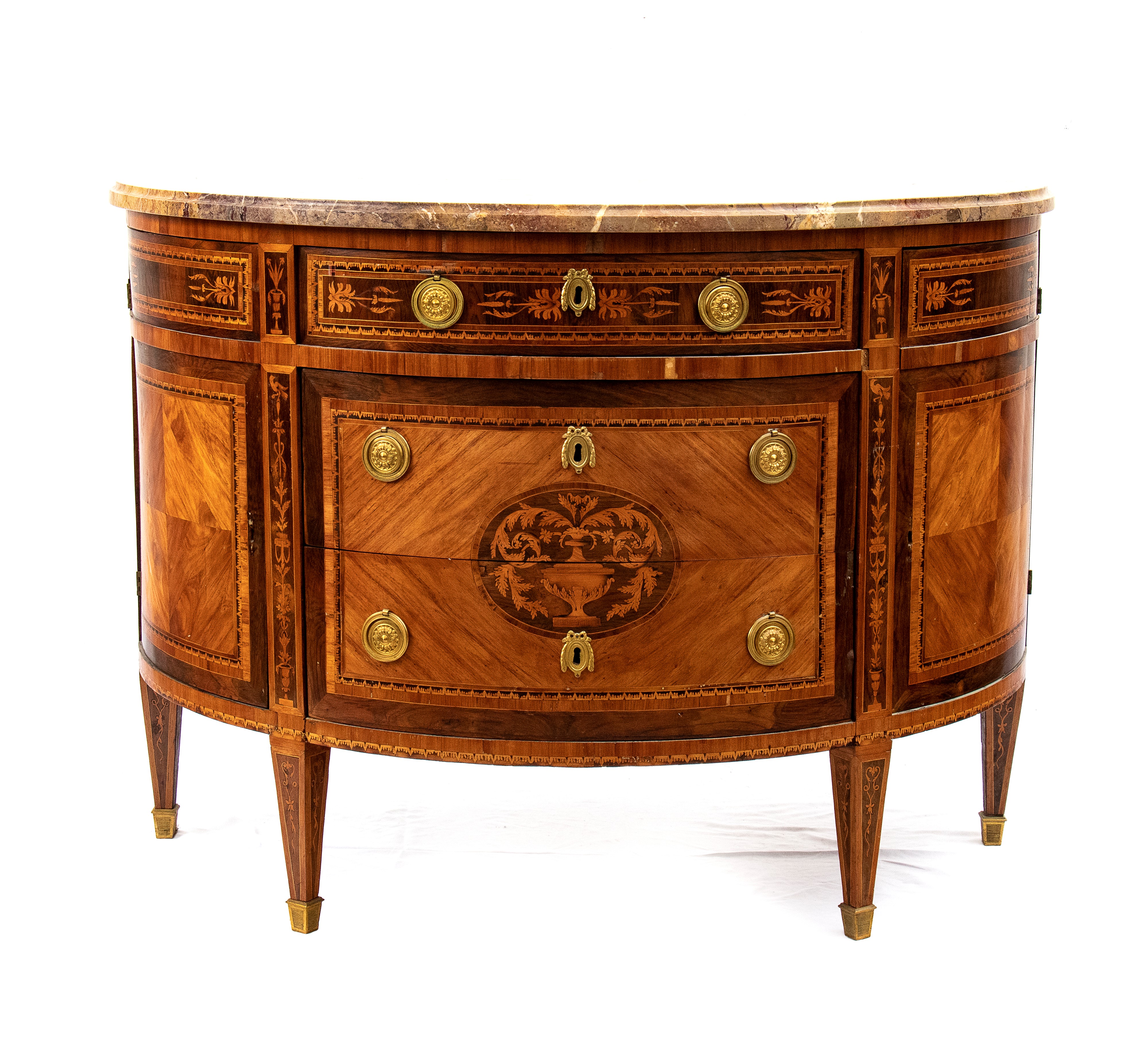 Coppia di comò italiani a demilune