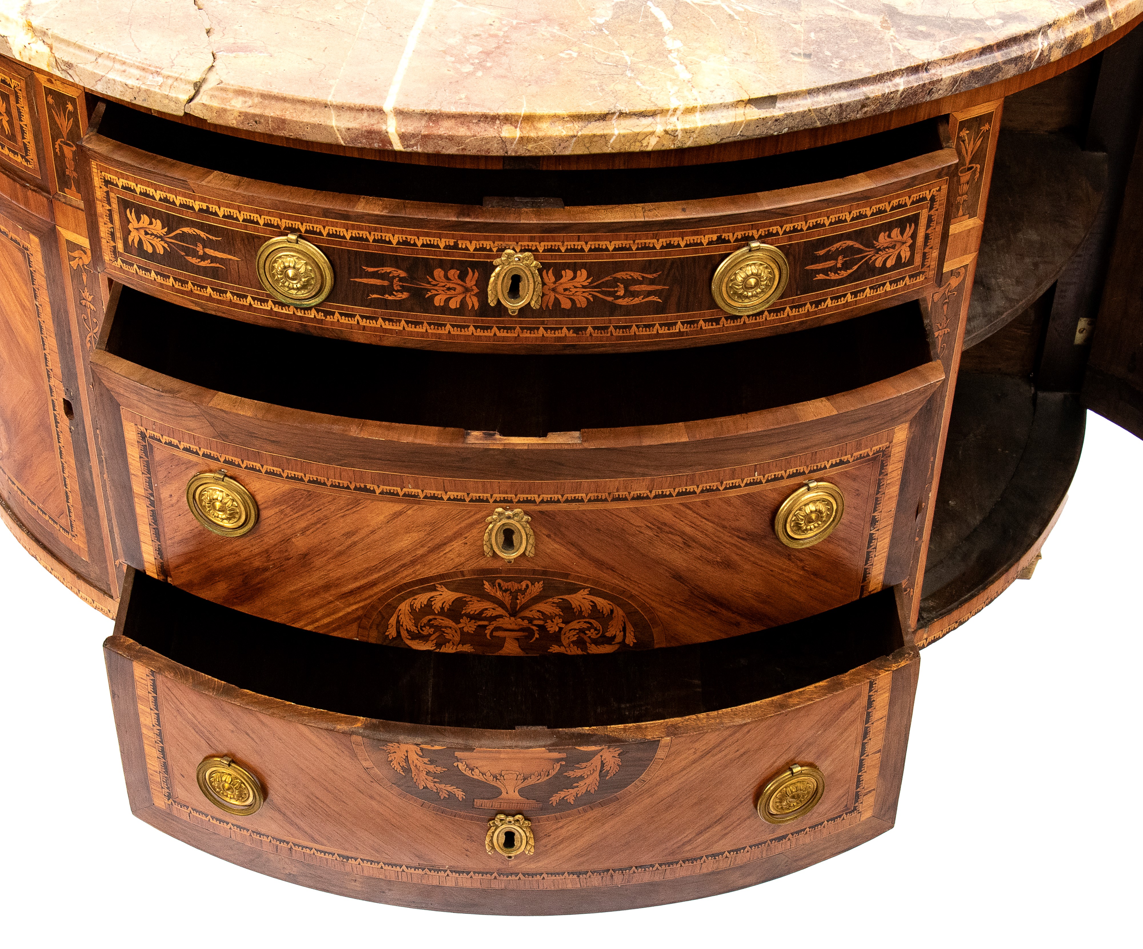 Coppia di comò italiani a demilune