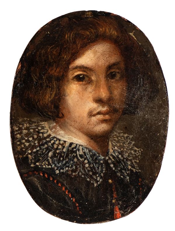 Artista fiammingo, XVII secolo - Portrait of a young man with lace collar