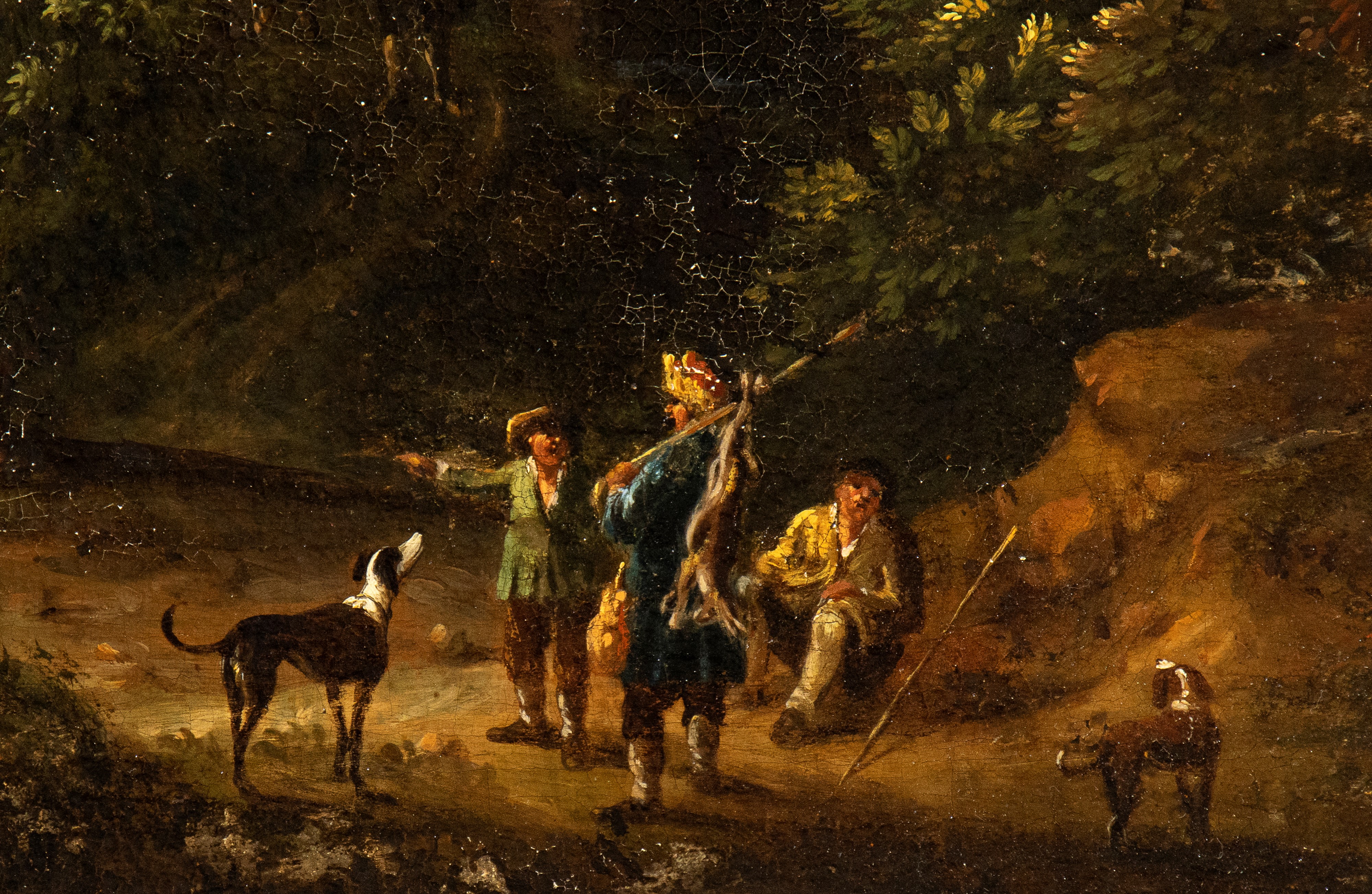 Paesaggio con figure e borgo sullo sfondo