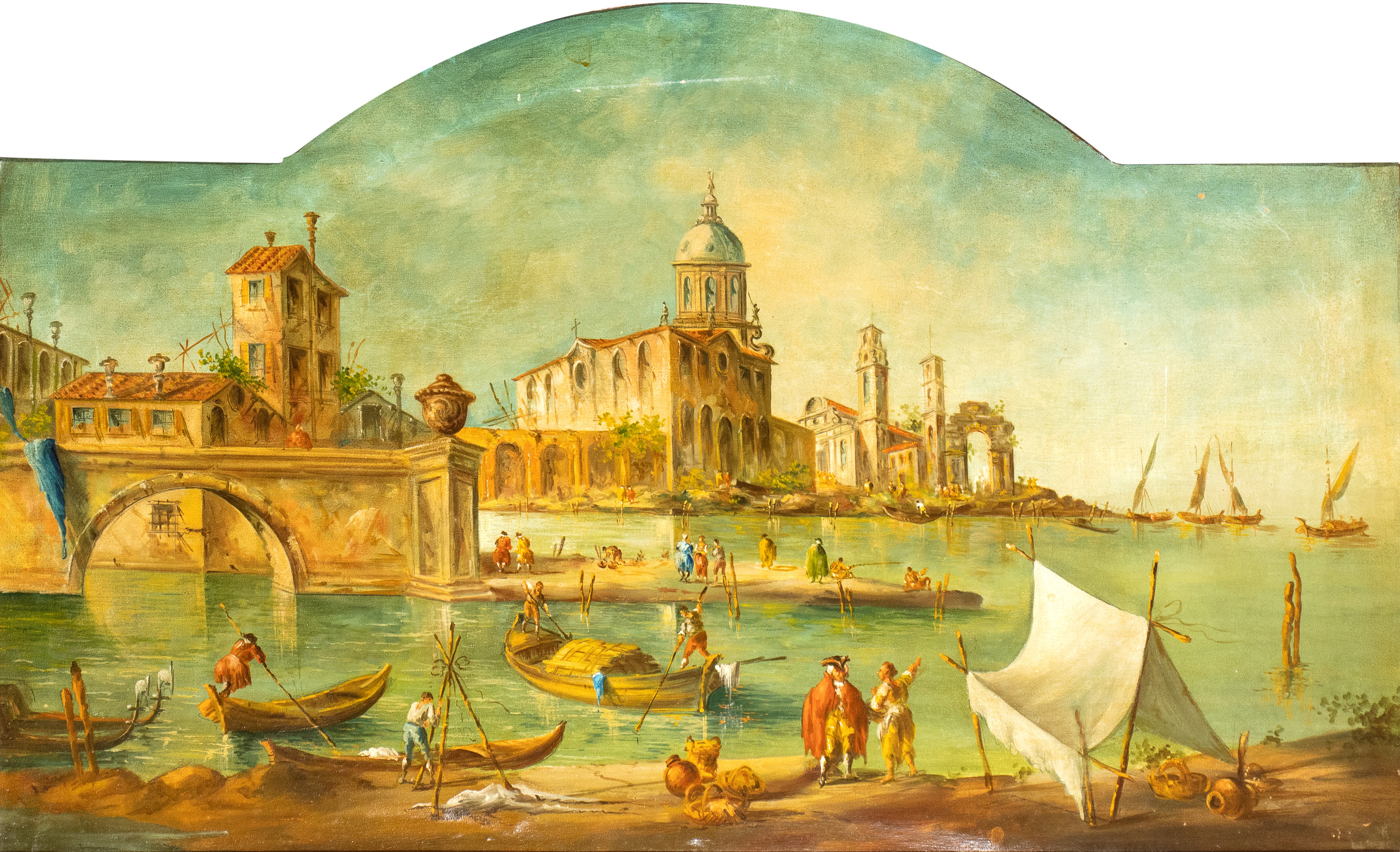 a) Capriccio architettonico veneziano; b) Veduta di Punta della Dogana e Santa Maria della Salute...