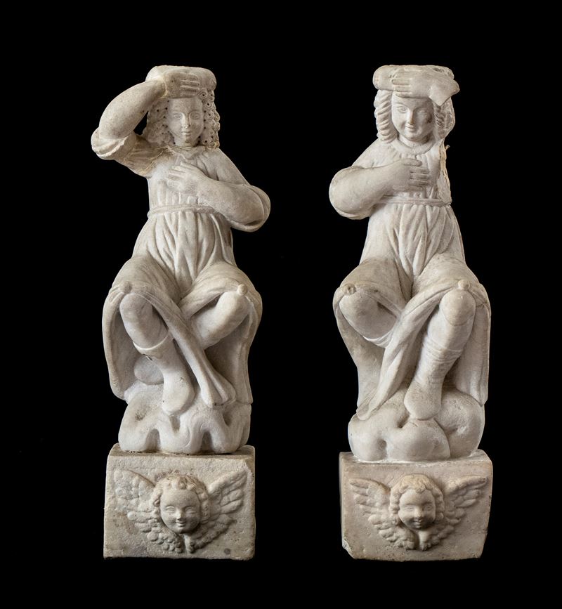 Coppia di Sculture Italiane in Pietra