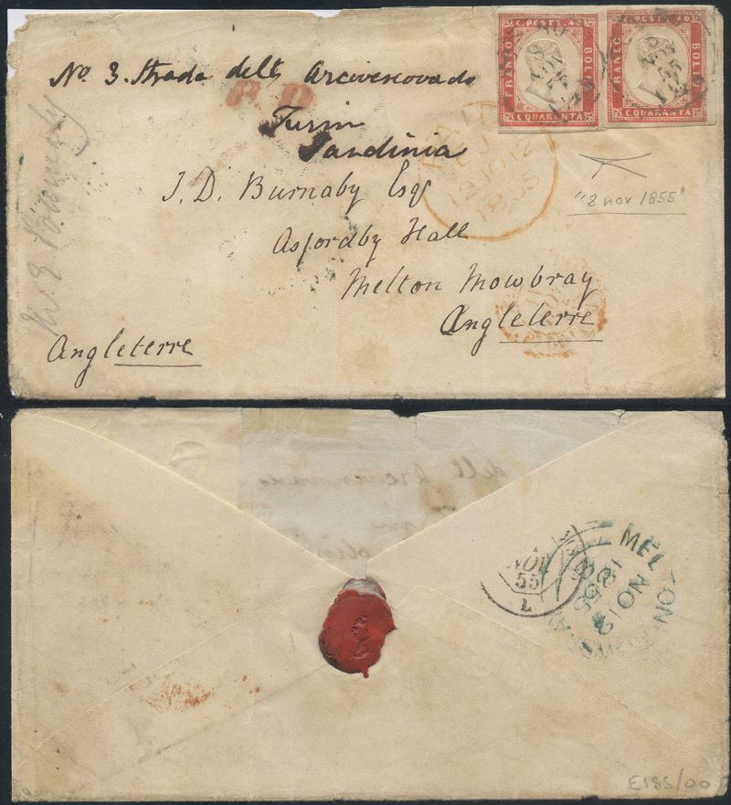 Sardegna - IV Emissione, 40 Cent. Usato nel Nov 1855