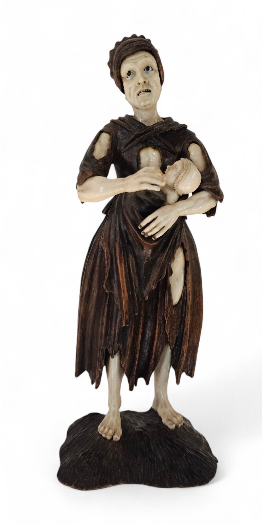 Coppia di mendicanti in legno e avorio