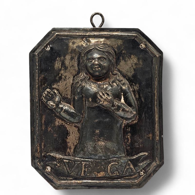 Argentiere napoletano non identificato, Ex-voto in argento con figuretta di bambino (argento 833/...