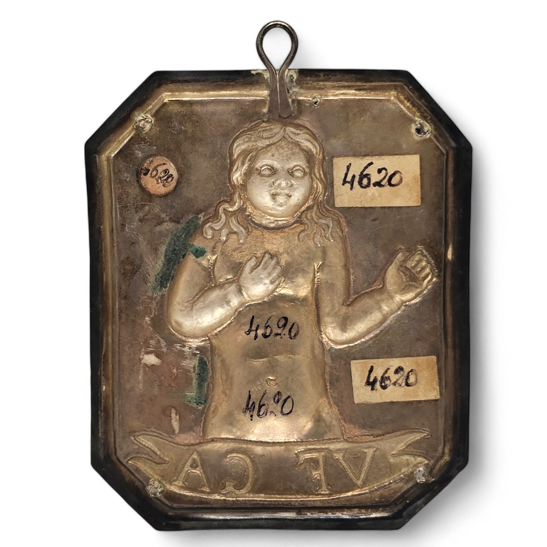 Argentiere napoletano non identificato, Ex-voto in argento con figuretta di bambino (argento 833/...