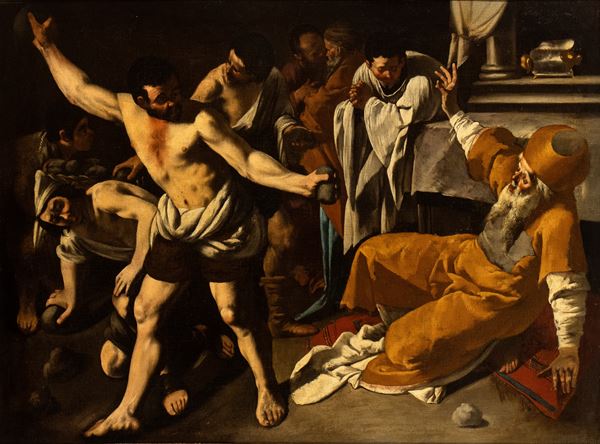 Artista caravaggesco attivo a Napoli, prima met&#224; XVII secolo - The stoning of Zechariah 