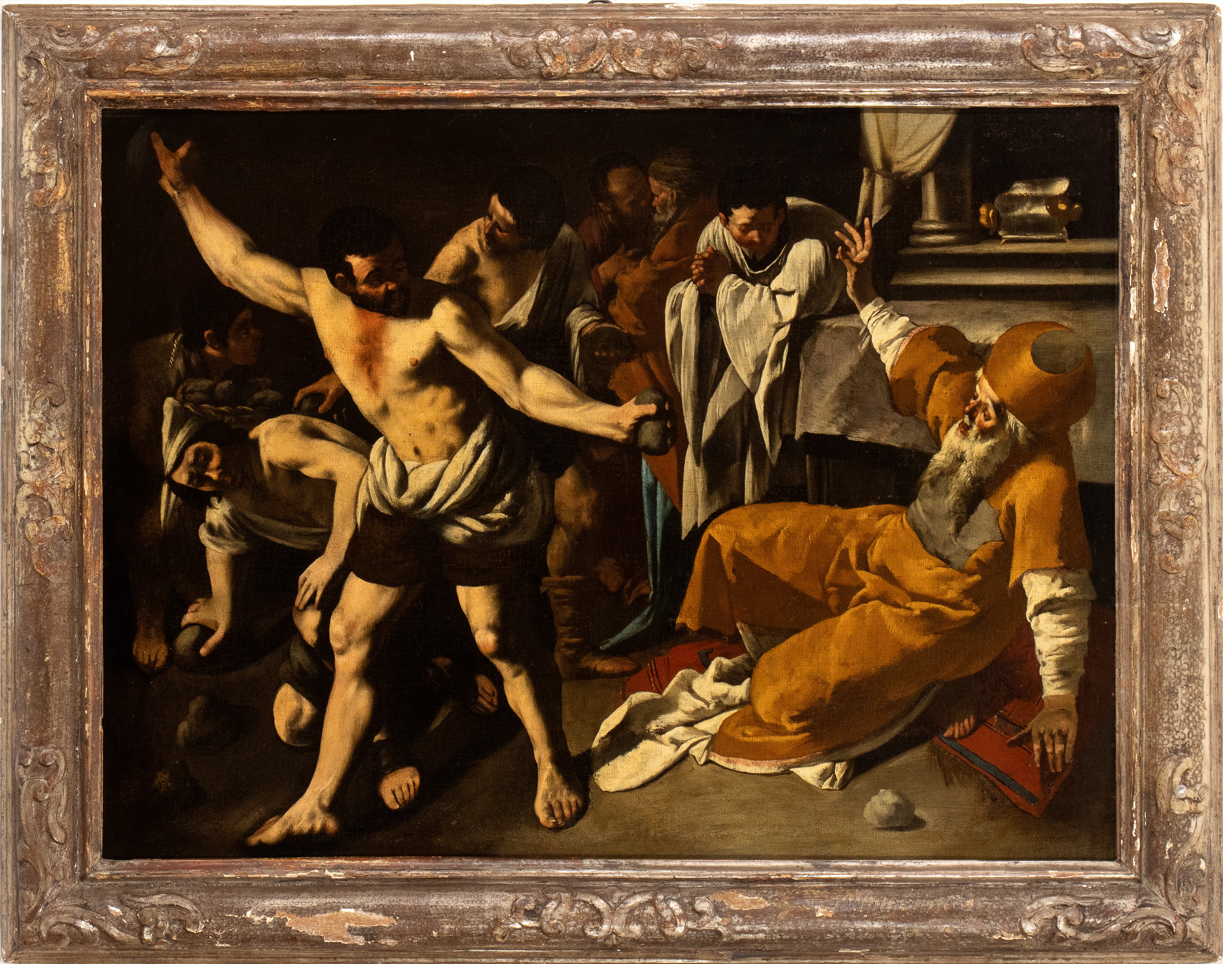 Artista Caravaggesco Attivo a Napoli, Prima Metà XVII Secolo - La Lapidazione di Zaccaria