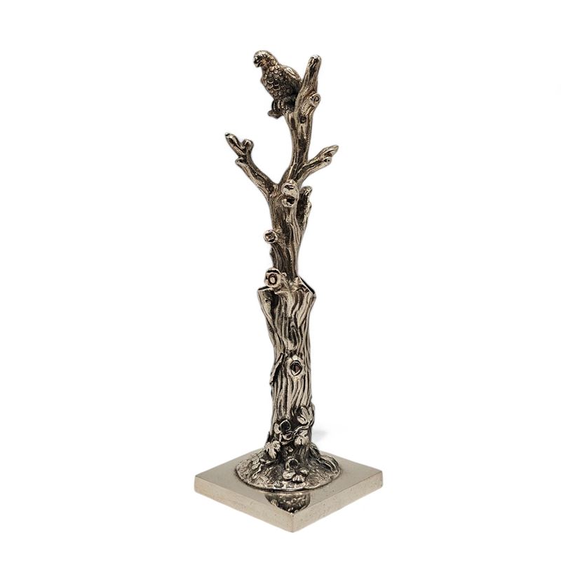 Casolla Giovanni - Scultura in argento a forma di albero con falco all’apice