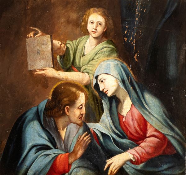 Artista emiliano, XVIII secolo - Christ and the Virgin Mary with an angel