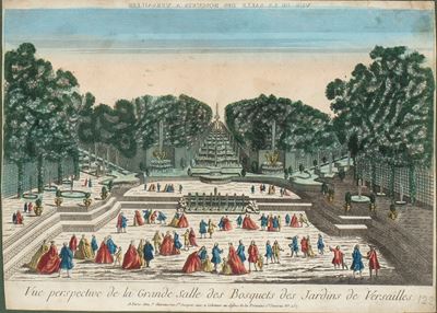 Vue Perspective De la Grande Salle Des Bosquets Des Jardins De Versailles