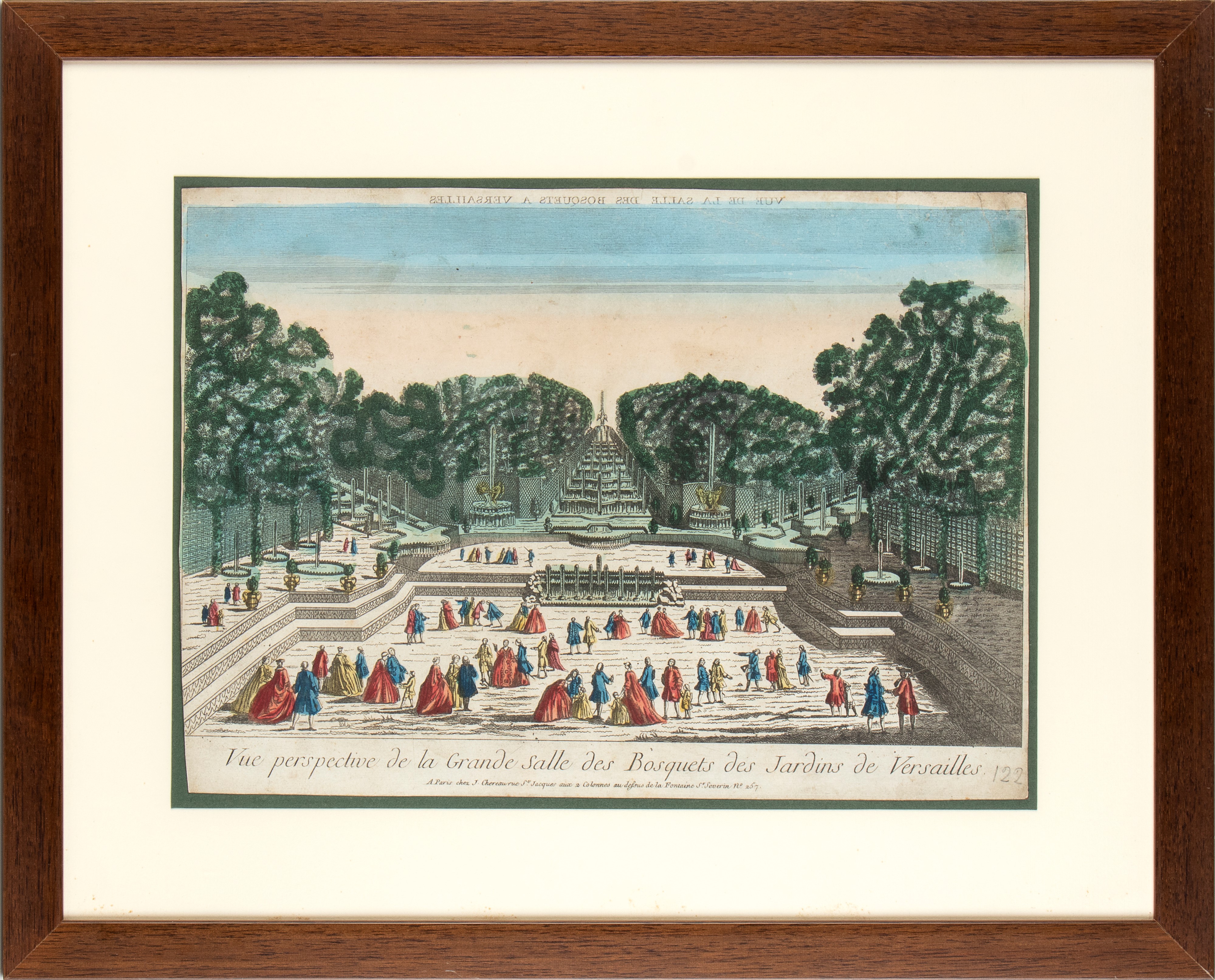 Vue Perspective De la Grande Salle Des Bosquets Des Jardins De Versailles