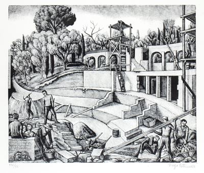 Vittoriale degli Italiani. Costruzione del Teatro.