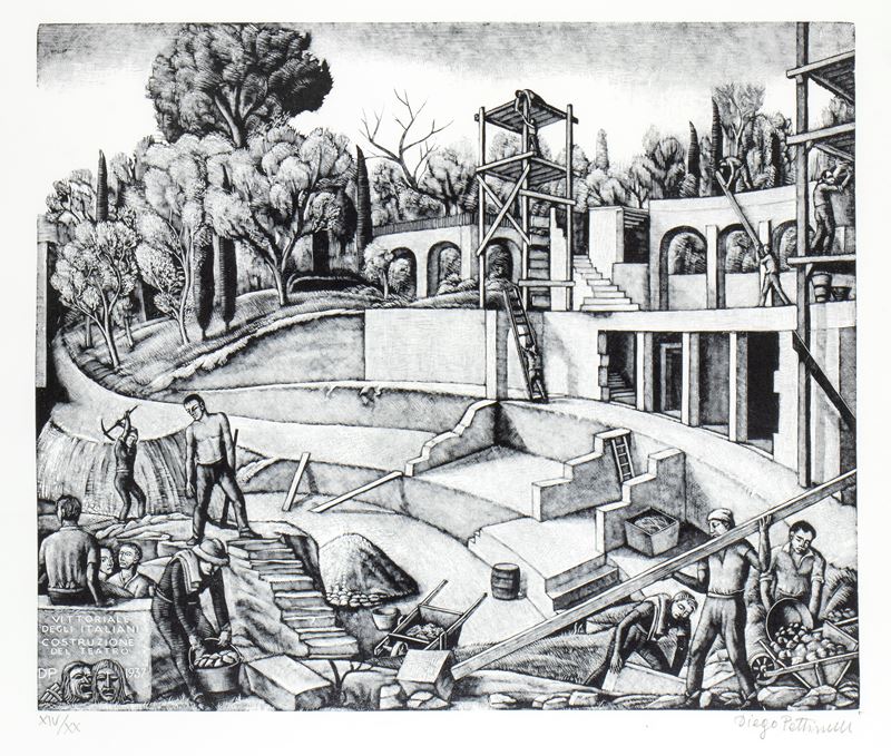 Diego Pettinelli - Vittoriale degli Italiani. Costruzione del Teatro.