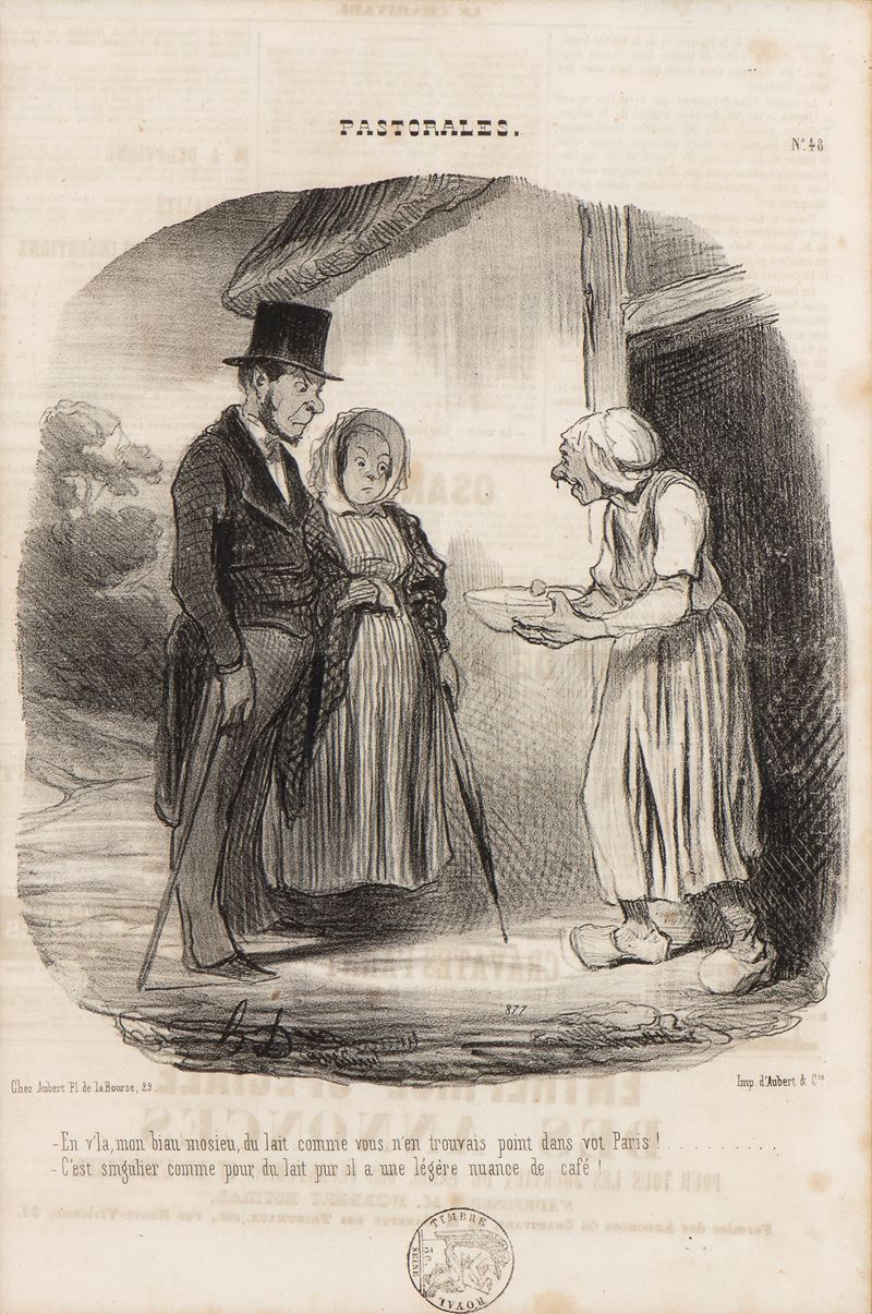 Honoré Daumier - Pastorales, no. 48: En v'ia, mon biau tnosieu, du lait comme vous n'en trouvais ...