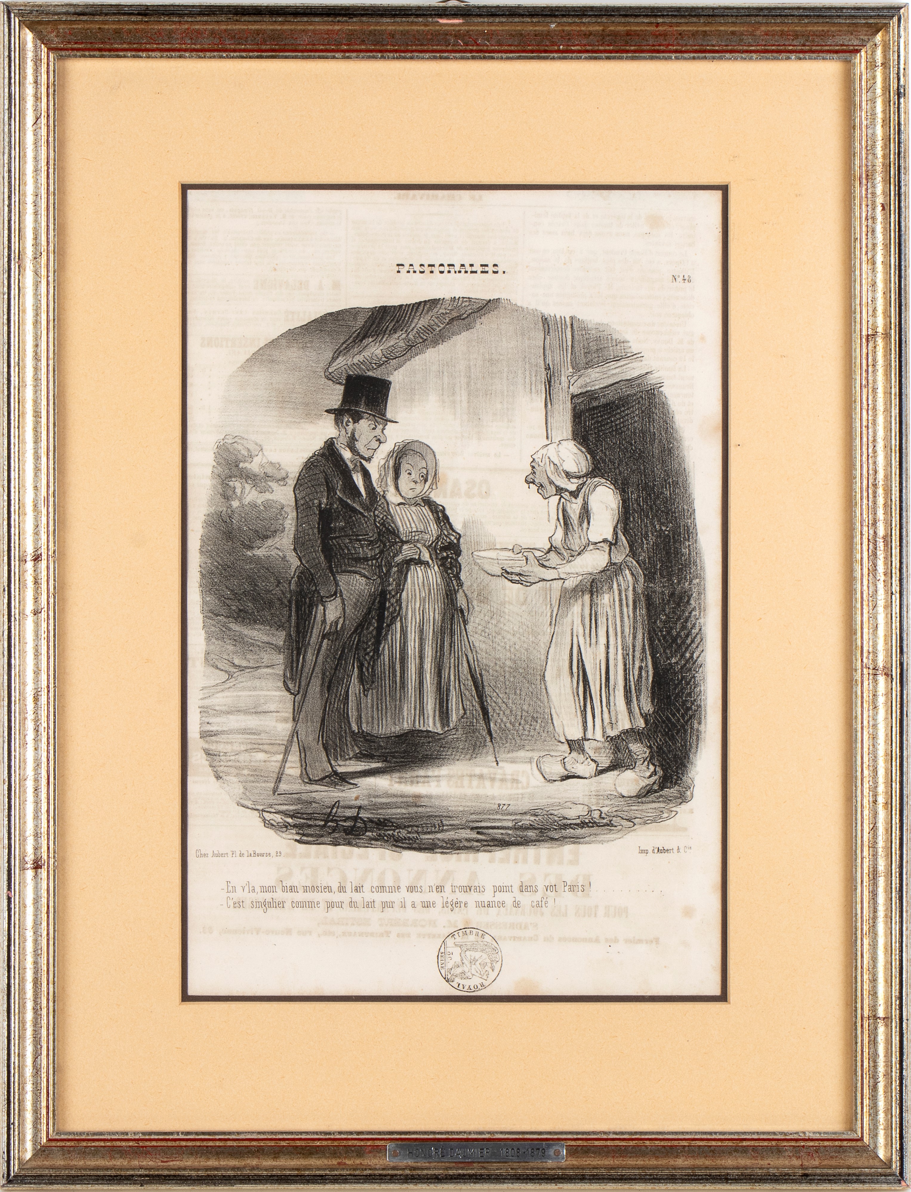 Honoré Daumier - Pastorales, no. 48: En v'ia, mon biau tnosieu, du lait comme vous n'en trouvais ...