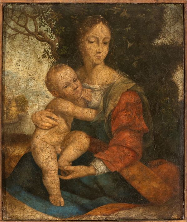 Artista emiliano, XVII secolo - Virgin and Child (Madonna of Humility)