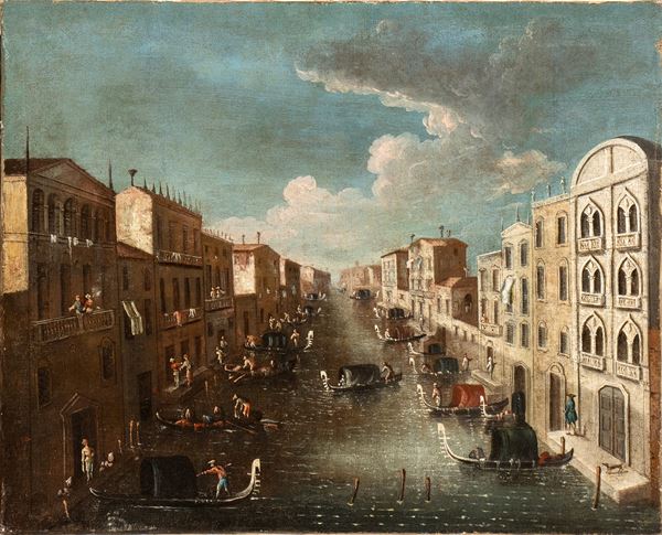 Artista veneziano, XVIII secolo - View of a canal in Venice