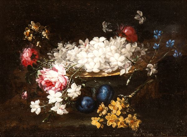 Giuseppe Vol&#242; Vincenzino - Still life of flowers on a tray