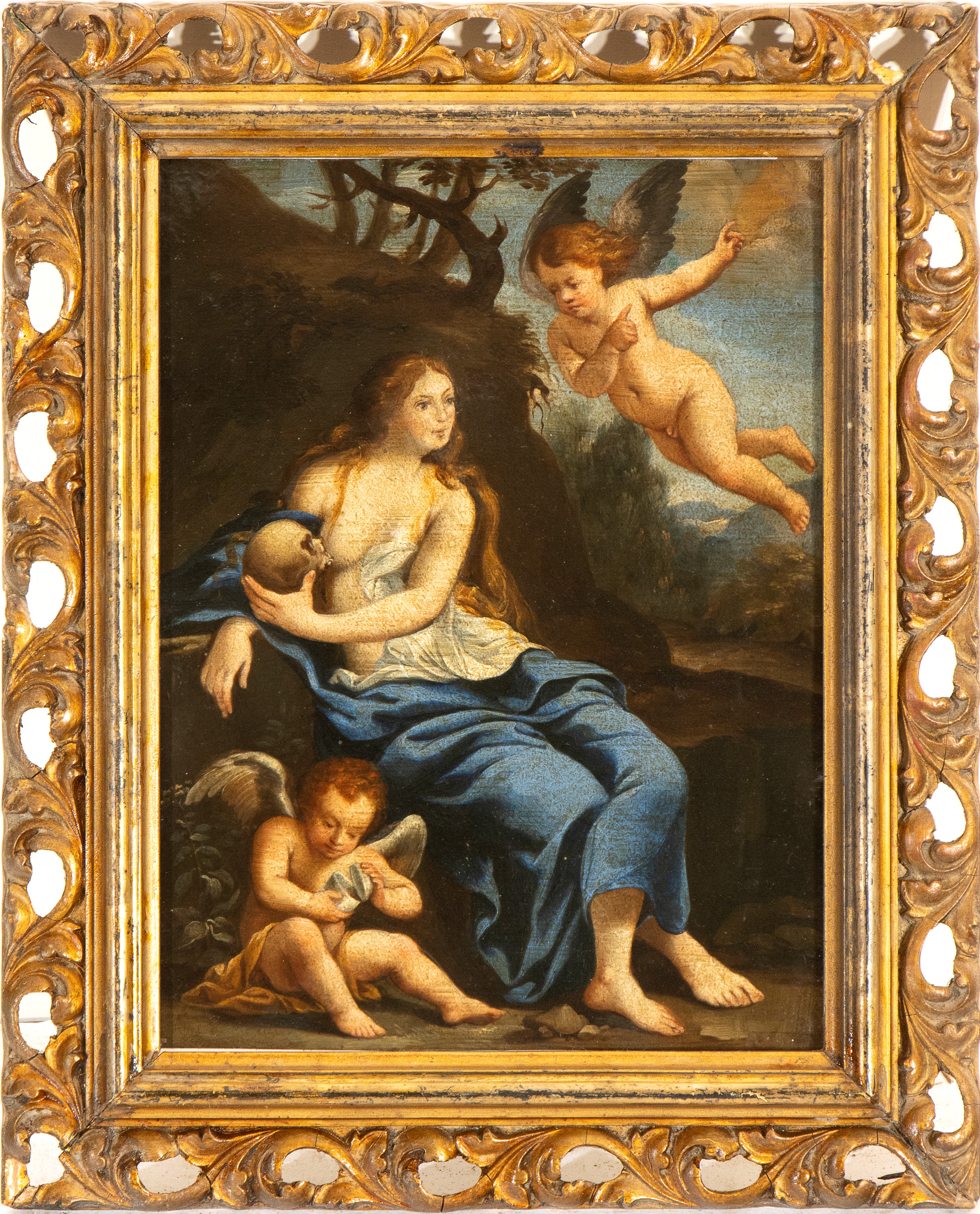 Maria Maddalena penitente confortata da due angeli
