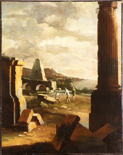 Paesaggio Costiero con Rovine e Figure