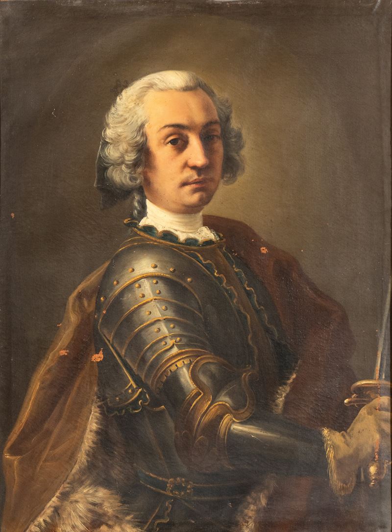 Busto di gentiluomo in arme con spada