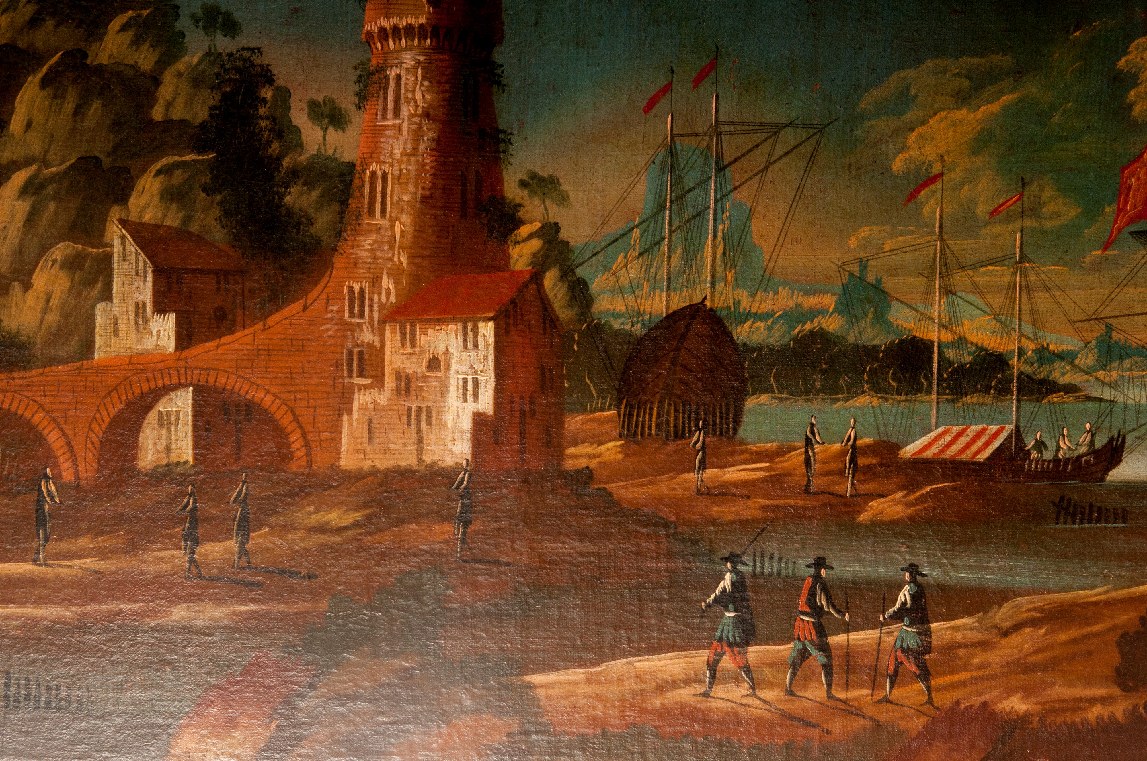 Veduta di marina con imbarcazioni e costruzioni